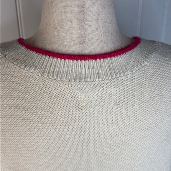 Lou & Grey cream novelty “Love heart” Crew Neck  Knit Sweater Size XL - Picture 8 of 13